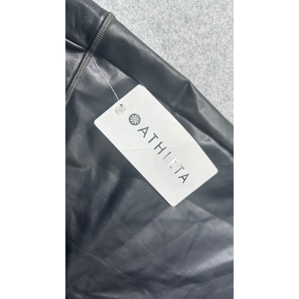 Athleta All Over Gleam Tight Black Faux Leather High Rise Leggings Large 356179 - Picture 2 of 7